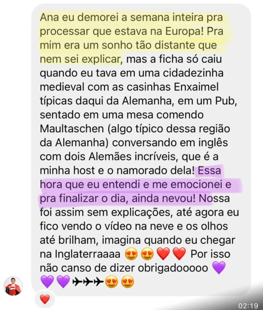 Depoimento de aluna na neve